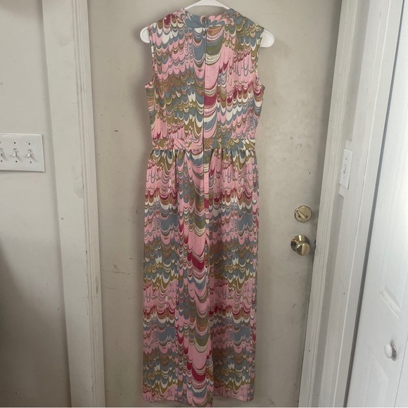 Vintage Leslie Fay Original 60’s 70’s Psychadelic Watercolor Maxi Dress Size 12 - Picture 3 of 9